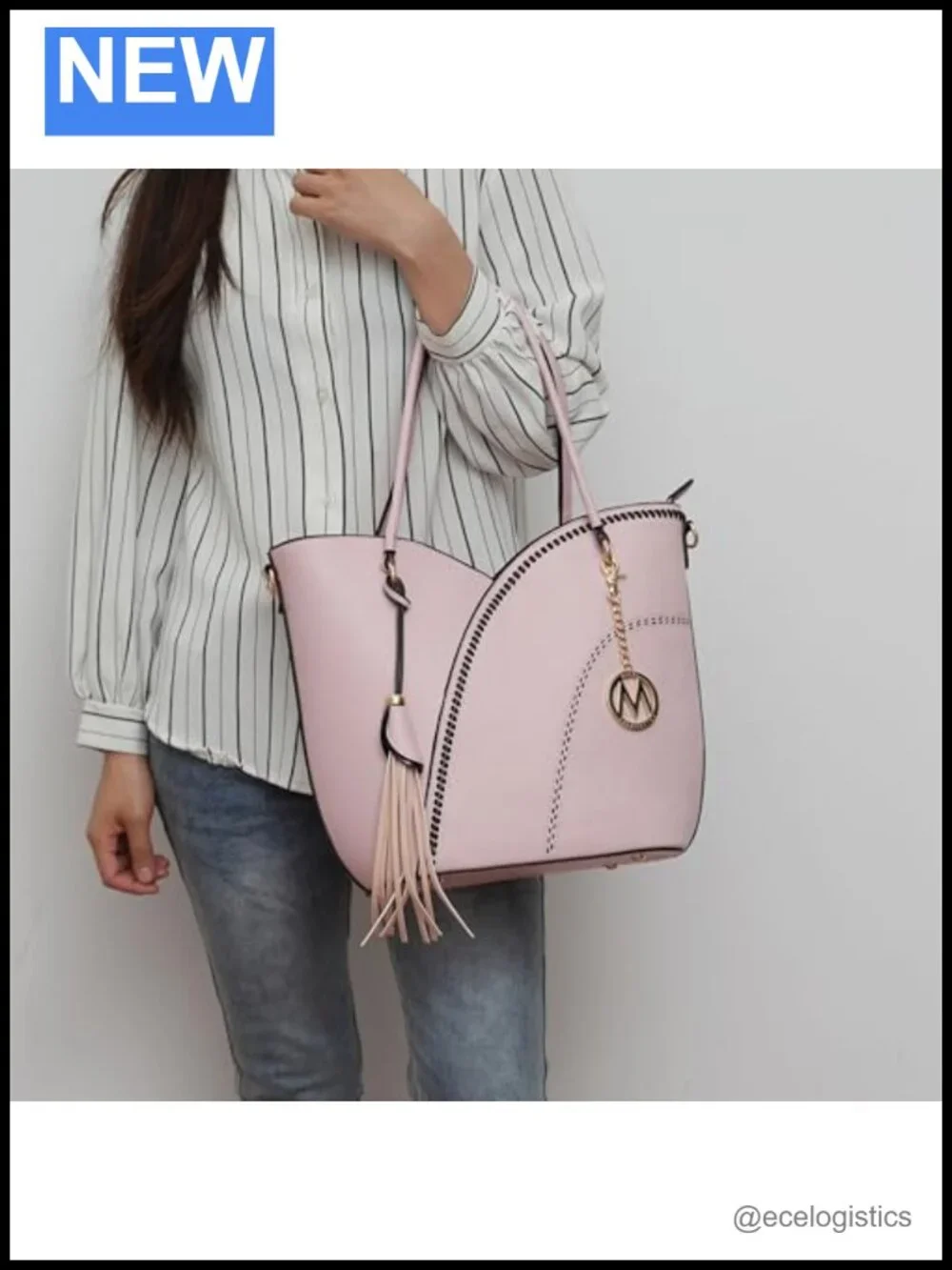 Women's Vegan Leather Tote Bag Set with Wristlet Wallet 2-Piece